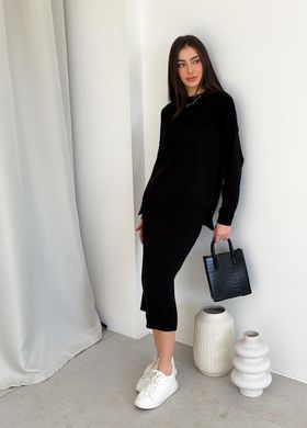 Фото Женский вязаный трикотажный костюм Katrin Юбка + Джемпер Черный