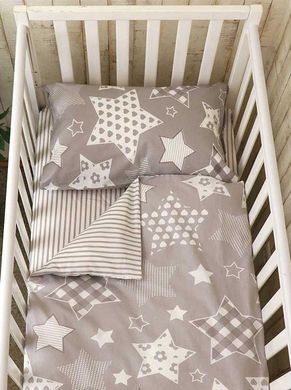 Фото Постельное белье в кроватку Руно Бязь Grey Star простынь на резинке