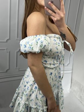 Фото Муслиновое платье с коротким рукавом Голубой Барвинок
