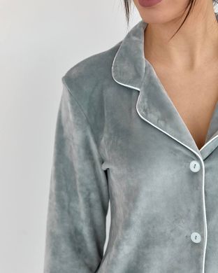 Фото Жіночий домашній костюм Штани + Кофта на гудзиках Срібний срібло бк