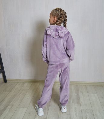 Фото Дитячий спортивный велюровый костюм на молнии с капюшоном Лиловый 300