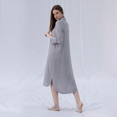 Фото Женская длинная муслиновая рубашка - платье Penelope Serli Светло Серая