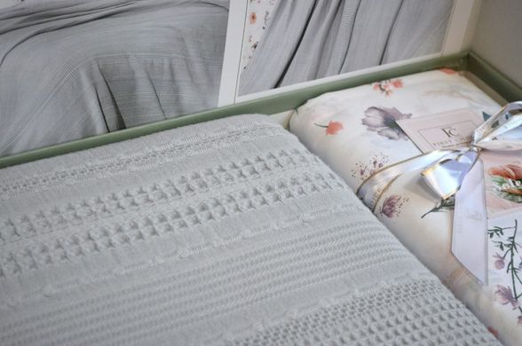 Фото Набір постільної білизни з пледом First Choice Ranforce Sole Pique Grey 40589