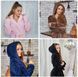 Фото №6 из 9 товара Короткий женский теплый халат с капюшоном Welsoft Черный 1026