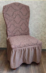 Фото Жаккардовый универсальный чехол для стула с юбкой Turkey Шоколад