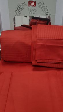 Фото Комплект постельного белья TAC сатин Premium Basic Stripe kirmizi красный