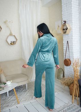 Фото Жіночий домашній костюм Велюр в рубчик Штани + Кофта на гудзиках Тіфані 907