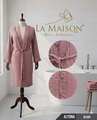 Фото Жіночий мусліновий шалевий халат La Maison Alyona Blush 50008