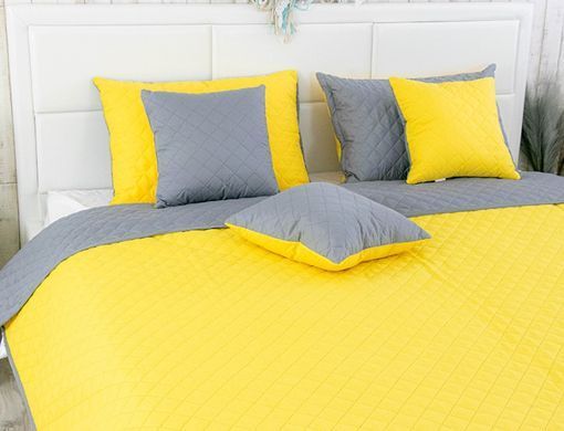 Фото Декоративная стеганая наволочка Руно Yellow Grey Жёлто-Серая