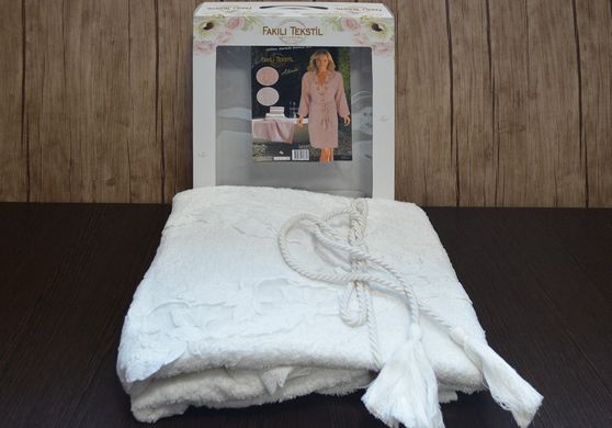Фото Набор женский махровый халат и полотенца Fakili Alinda 100% Хлопок Кремовый
