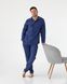 Фото №3 из 9 товара Мужская пижама из Муслина V.Velika на пуговицах Штани + Кофта Синяя