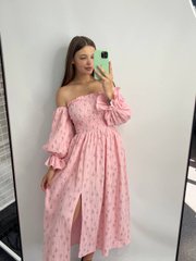 Фото Женское муслиновое платье миди розовое Нежные Веточки