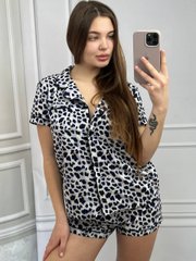 Фото Женская пижама из софта Шорты и Рубашка Синий Леопард