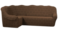 Фото Жаккардовый чехол для углового дивана + кресло Без Юбки Turkey Коричневый
