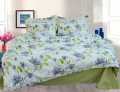 Фото Комплект постельного белья ТМ Tag Ранфорс 100% Хлопок Магнолии Зелёный R-T9174
