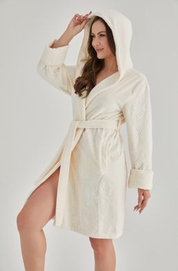 Фото Жіночий халат з каптуром Бамбук Nusa Махра Krem Кремовий 8665