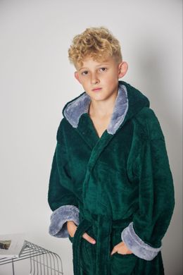 Фото Детский махровый халат для малчика c капюшоном Welsoft Зеленый 4000