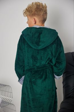 Фото Дитячий махровий халат для хлопчика з каптуром Welsoft Зелений 4000