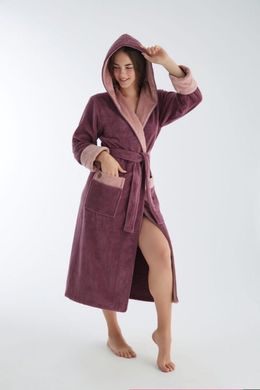Фото Женский махровый халат с капюшоном Nusa Велюр/Махра 4145 Lila Сиреневый