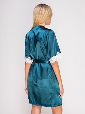 Фото Жіночий халат з мереживом Сатин Шовк Serenade Зелений 2128