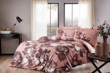 Фото Комплект постільної білизни TAC 100% Бавовна Сатин Digital Avila Dried Rose V01 p-60262481
