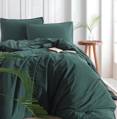 Фото Комплект постельного белья Limasso Stonewashed Вареный Хлопок Dark Green