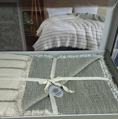 Фото Покривало муслінове Moss Exclusive Muslin Yesil Зелена Смужка 34304