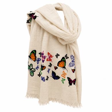 Фото Пляжний мусліновий пештемаль 100% Бавовна Aurelia Muslin Color Butterflies