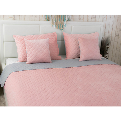 Фото Велюровый чехол на подушку Руно Velour Pink and Grey Ромб