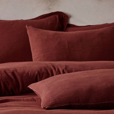 Фото Постельное белье Buldans Agora Burnt Bordo Лен Хлопок Бордовое