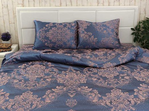 Фото Комплект постільної білизни Blue Jacquard Руно Сатин Жакард Блакитний