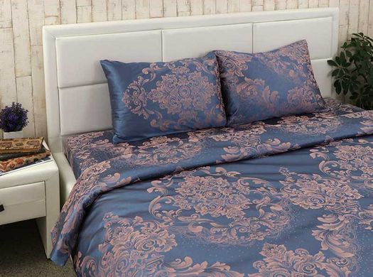 Фото Комплект постільної білизни Blue Jacquard Руно Сатин Жакард Блакитний