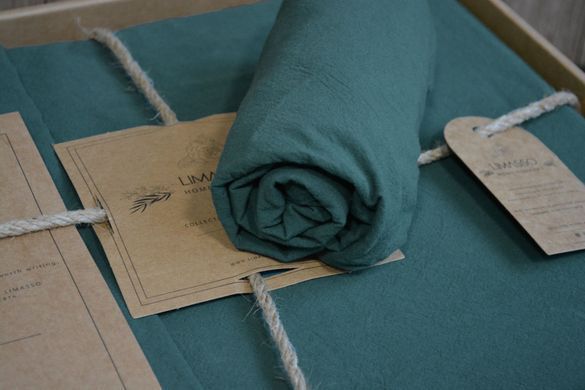 Фото Комплект постельного белья Limasso Stonewashed Вареный Хлопок Dark Green