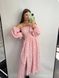 Фото №2 из 8 товара Женское муслиновое платье миди розовое Нежные Веточки