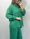 Фото №5 з 11 товару Жіночий лляний костюм-двійка Штани + Сорочка Зелений 127/23 зелений