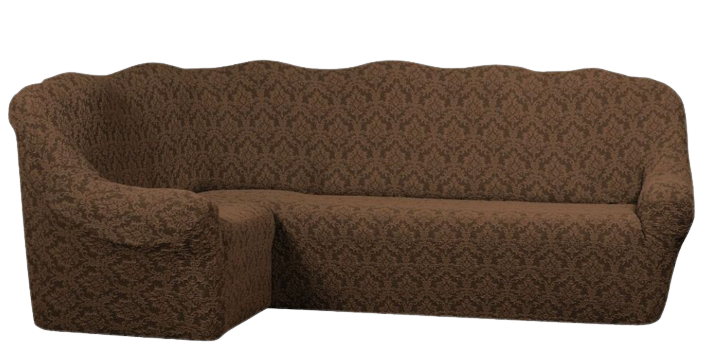 Фото Жакардовий чохол для кутового дивана + крісло Без Спідниці Turkey Коричневий