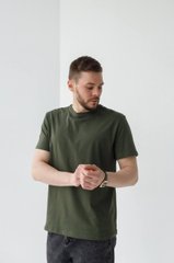 Фото Мужская однотонная базовая футболка 100% Хлопок Темно-зеленая