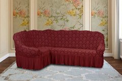 Фото Жаккардовый чехол для углового дивана + кресло Turkey № 19 Бордовый