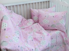Фото Постельное белье в детскую кроватку Tagtekstil Ранфорс 100% Хлопок Тучки Розовое