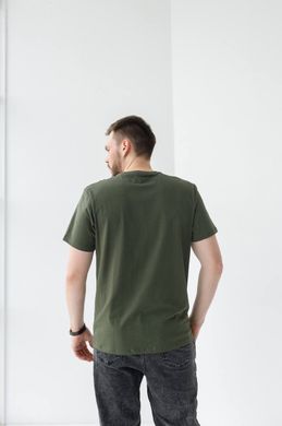Фото Чоловіча однотонна базова футболка 100% Бавовна Темно-зелена 079/22