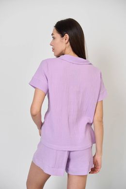 Фото Женская муслиновая пижама Шорты и Рубашка Лиловая