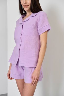 Фото Женская муслиновая пижама Шорты и Рубашка Лиловая