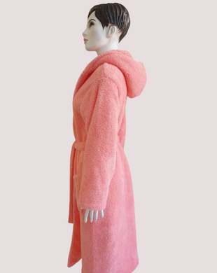 Фото Жіночий довгий махровий халат с каптуром Welsoft Zeron Коралово-рожевий
