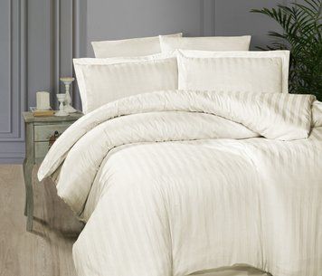 Фото Сатинова постільна білизна First Choice Cotton Satin Stripe Broad Line Cream хм31543-1