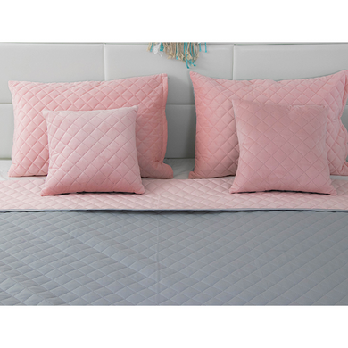 Фото Декоративна подушка Руно Velour Pink and Grey Ромб