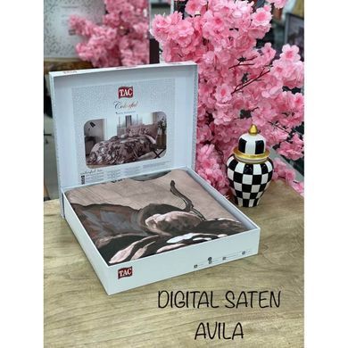 Фото Комплект постільної білизни TAC 100% Бавовна Сатин Digital Avila Dried Rose V01 p-60262481