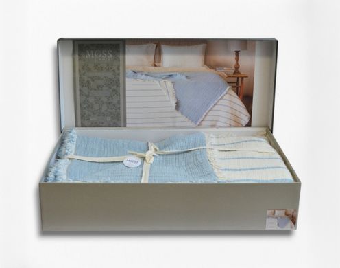 Фото Покривало муслінове Moss Exclusive Muslin Mavi Блакитна Смужка 34307