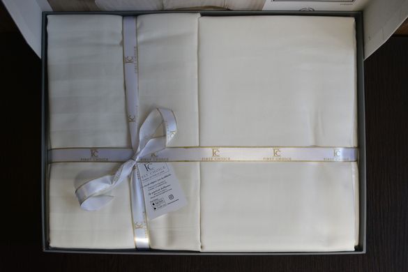 Фото Сатиновое постельное белье First Choice Cotton Satin Stripe Broad Line Cream