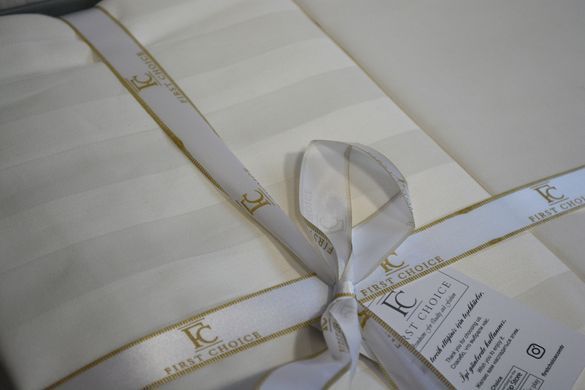 Фото Сатиновое постельное белье First Choice Cotton Satin Stripe Broad Line Cream