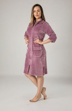 Фото Жіночий велюровий халат на блискавці Nusa 0321 Violet Фіолетовий 0321-M-violet